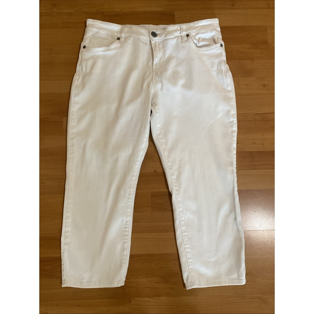 Kut from the Kloth Boyfriend Jeans Women's 16 White Denim Stretch Bardot Skinny